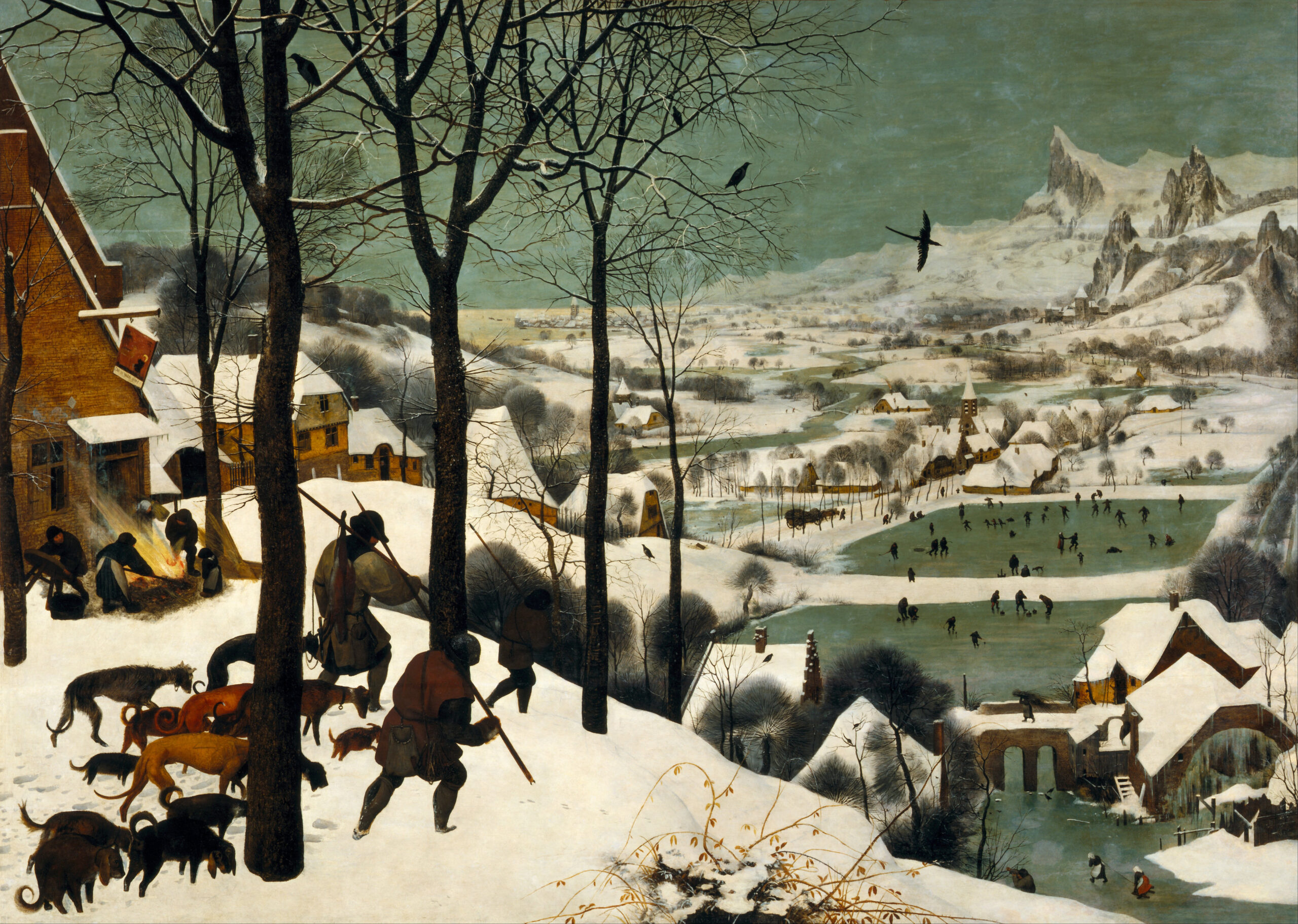 Hunters in a snowy landscape